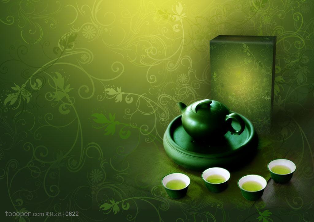 禅意意境传统茶文化广告背景(禅味设计)图片
