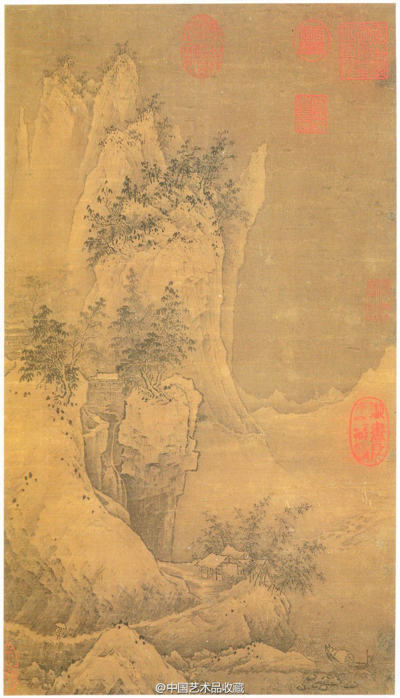 山水画#【 北宋 高克明 《溪山积雪图》 】轴,绢本,44.