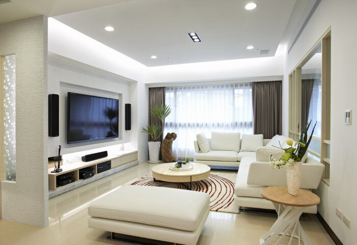 120-150平米 储物柜 吊顶 四室两厅 客厅 客厅电视背景墙 现代简约