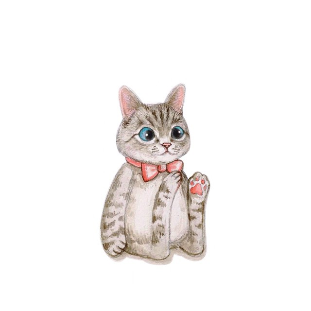 超萌的小猫咪插画图片,画风日系,表情又q又呆