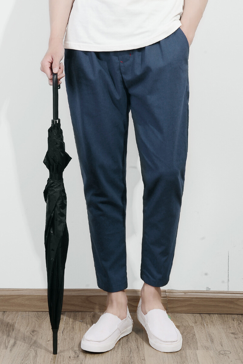 春夏装亚麻裤男九分裤男棉麻宽松小脚裤男士休闲裤哈伦裤男