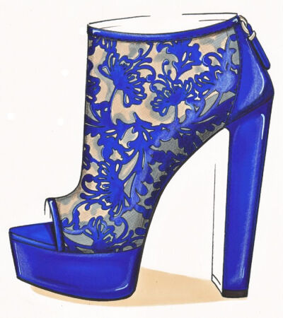 鞋子手绘效果图 fashion shoes illustration 高跟鞋手稿素材