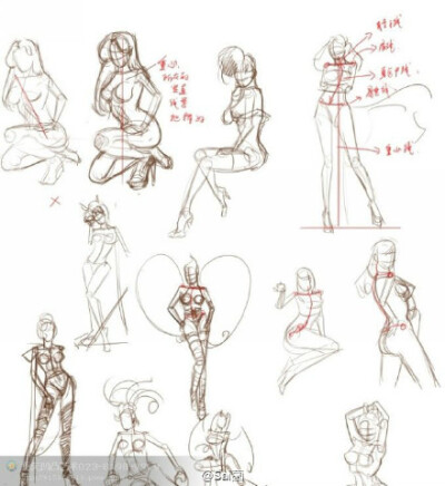 中央美院动态人体的速写急训--五线法,超级赞,转需吧