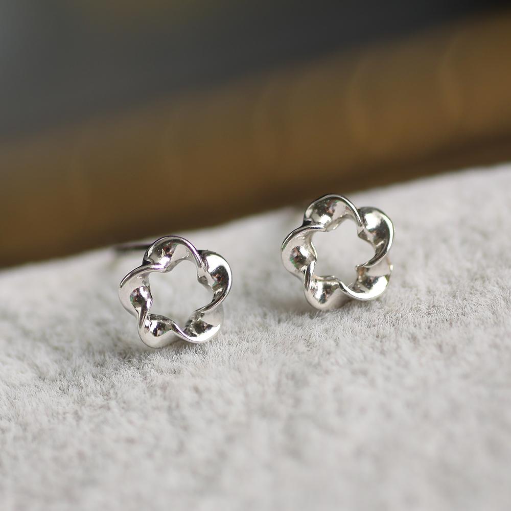 淑女百搭气质925银韩版时尚扭花银耳钉女耳饰