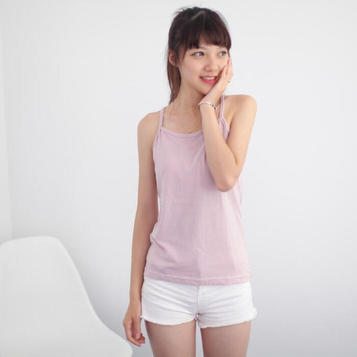 白菜档口 糖果色纯棉交叉错落肩带小吊带 小背心甜美公主百搭 女