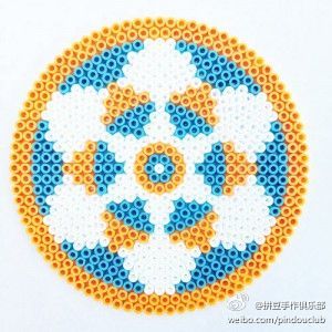 圆形模板花纹设计纹样拼豆手作拼豆实例