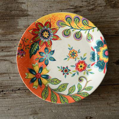 彩绘陶瓷陶瓷87寸西餐盘盘子可做装饰盘挂盘 pl