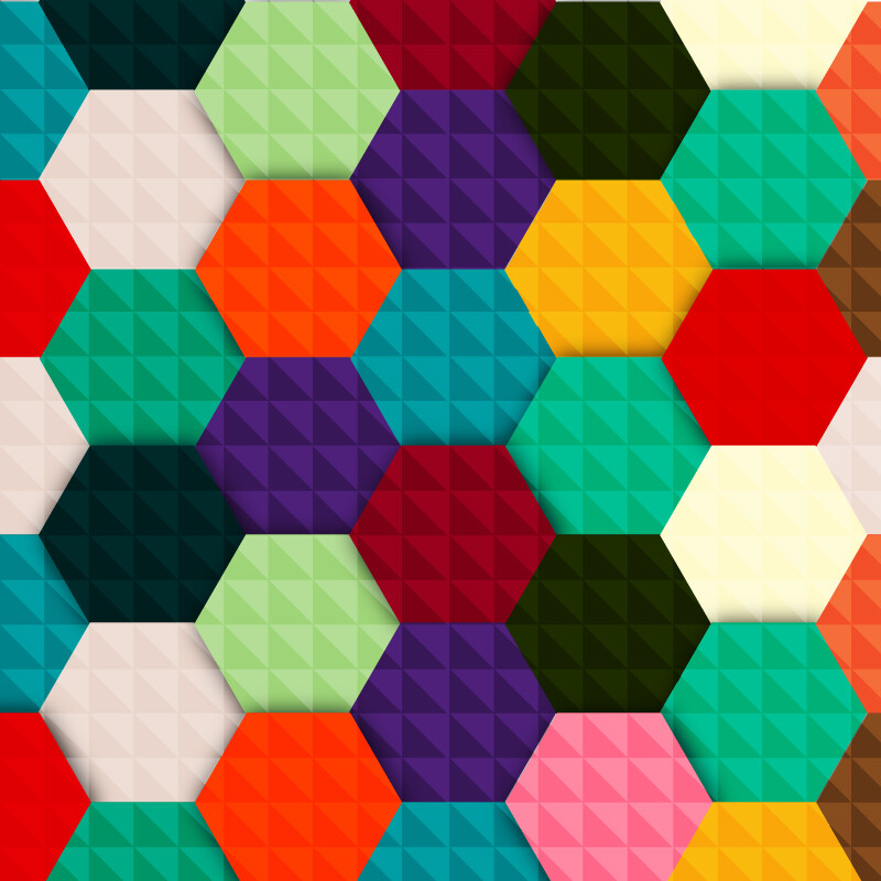 彩色六边形拼格背景矢量素材,素材格式:ai,素材关键词:背景,六边形