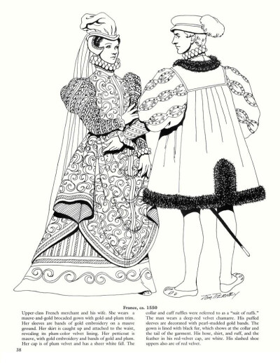 西方文艺复兴时期传统服饰插图