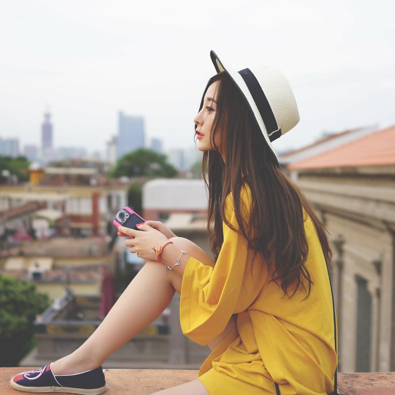 徐琳mini2015夏季韩版宽松纯色圆领下摆开叉七分袖t恤女