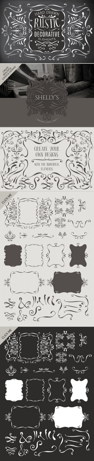 hand drawn decorative elements装饰元素绘画插图素材源文件模板