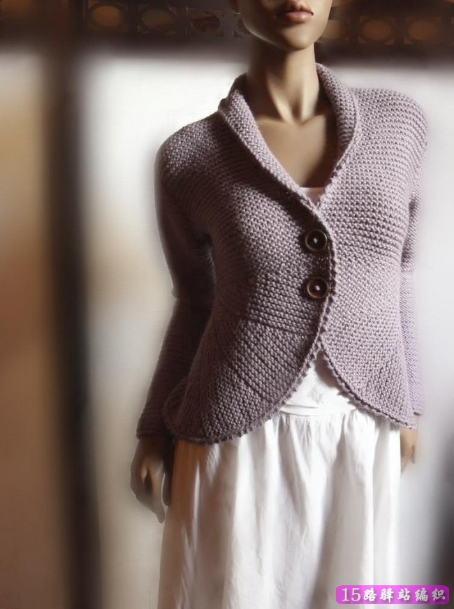 搓板针扇形下摆翻领小外套的织法说明(翻译过来)|棒针编织详细教程区