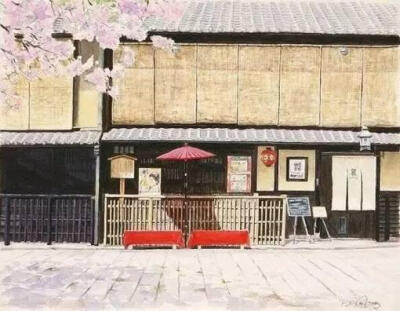 日本插画师hiroki的东京小镇街头建筑水彩画欣赏