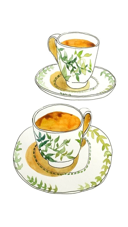 下午茶手绘插画