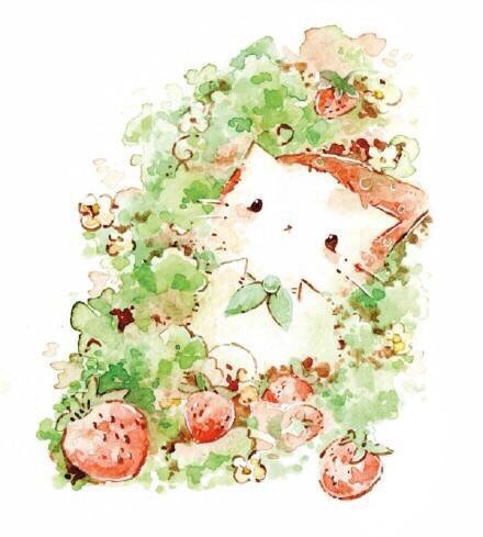 可爱水彩猫咪,温馨的配色,暖暖的画风.丨melonkitten(转)