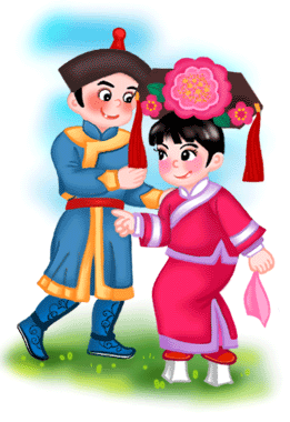 【五十六个民族风俗人物姿容彩绘 满族 现有人口9821180 人.