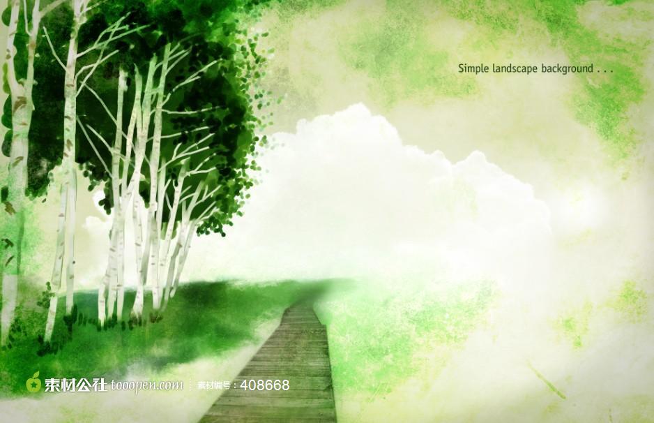 一排树旁的小道