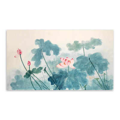 轻艺术 大师名画 荷花 新中式 水彩画 海报画芯 清新 花卉 客厅 书房