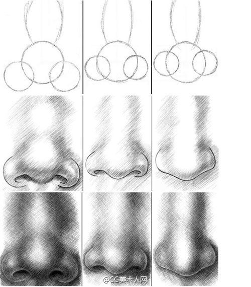 绘画参考#鼻子基础结构画法