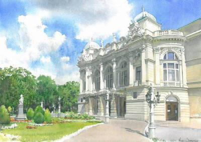 michal suffczynski 漂亮的水彩欧式建筑插画