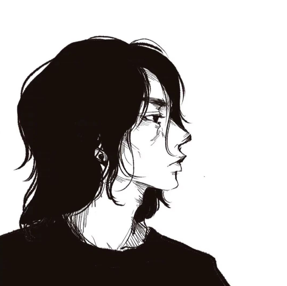 黑白手绘漫男头