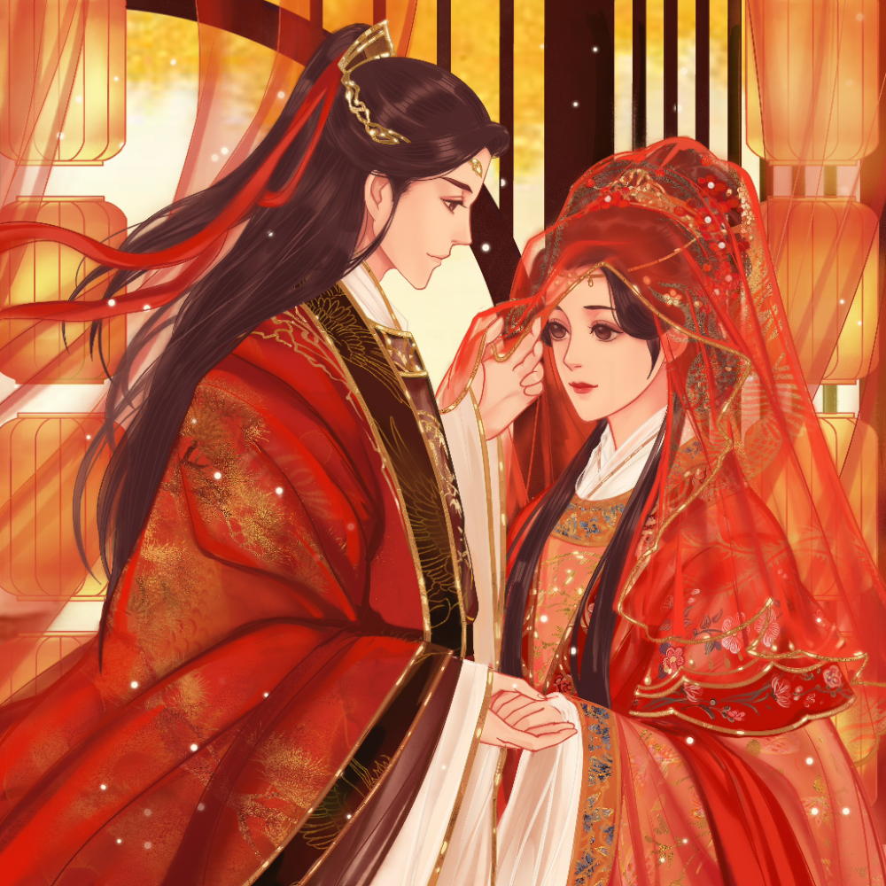 古风结婚动漫 红衣图片