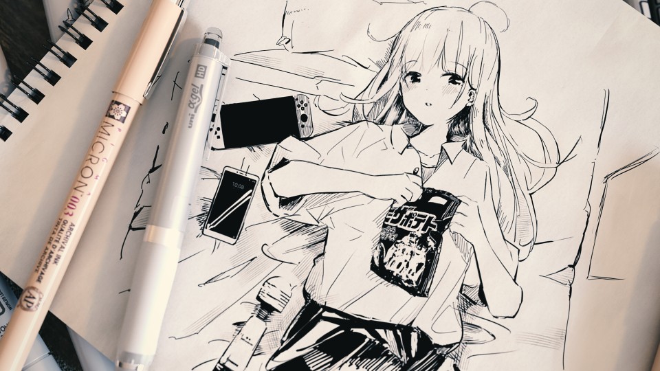 针管笔手绘 画师:羽ちゃ