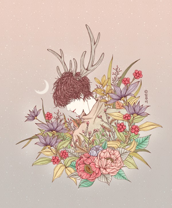 花与少年插画bymiru02
