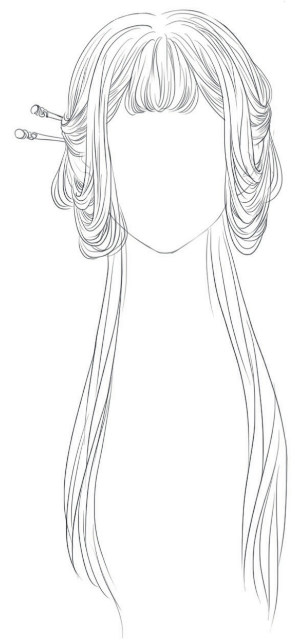 古代女生发型简笔画图片