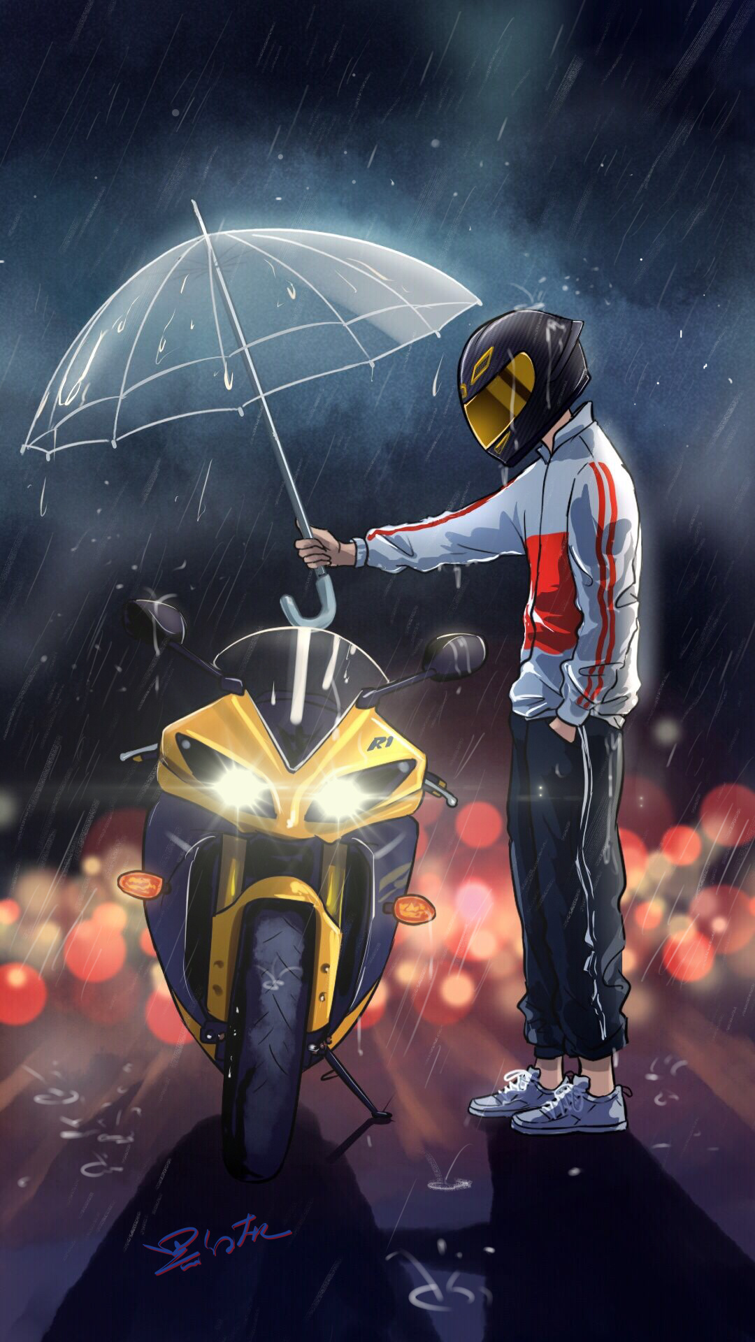 机车「图源:微博(爱画画的黑白灰)」 - 堆糖,美图壁纸兴趣社区