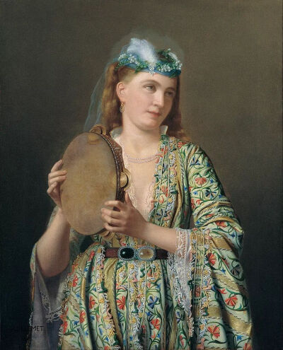 portrait of a lady of the court playing the ta