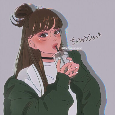 a妹 欧美diva女歌手 美黑 日系 手绘 插画 女头 爱莉杏菜 高马尾 ins