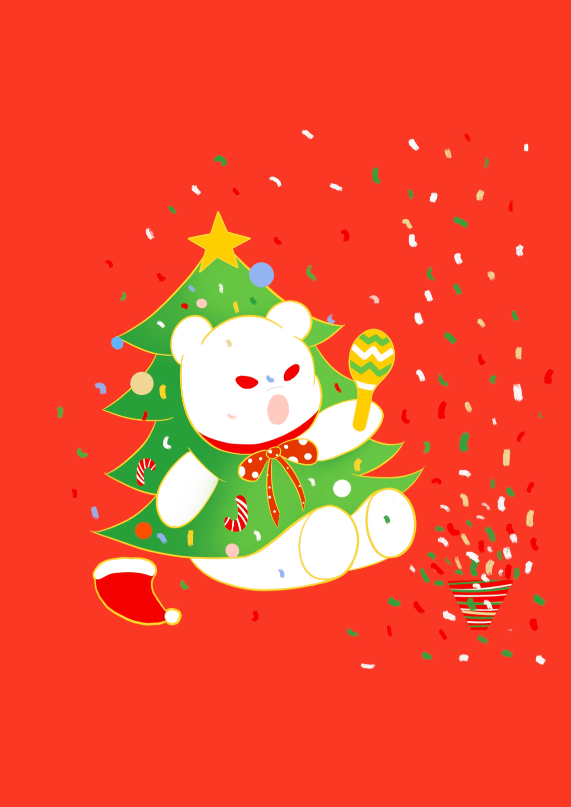圣诞小熊带着圣诞树来了