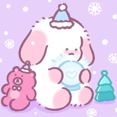 懒懒兔圣诞节头像画师@骐冰qice