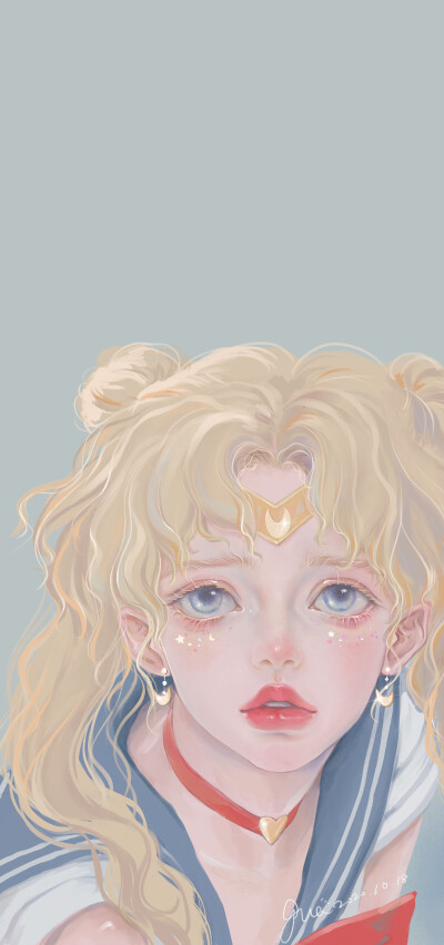 美少女战士 cr@见水印渐变纯色/手绘壁纸/聊天背景/小清新ins/油画