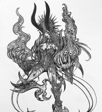 五年级素描画 恶魔图片