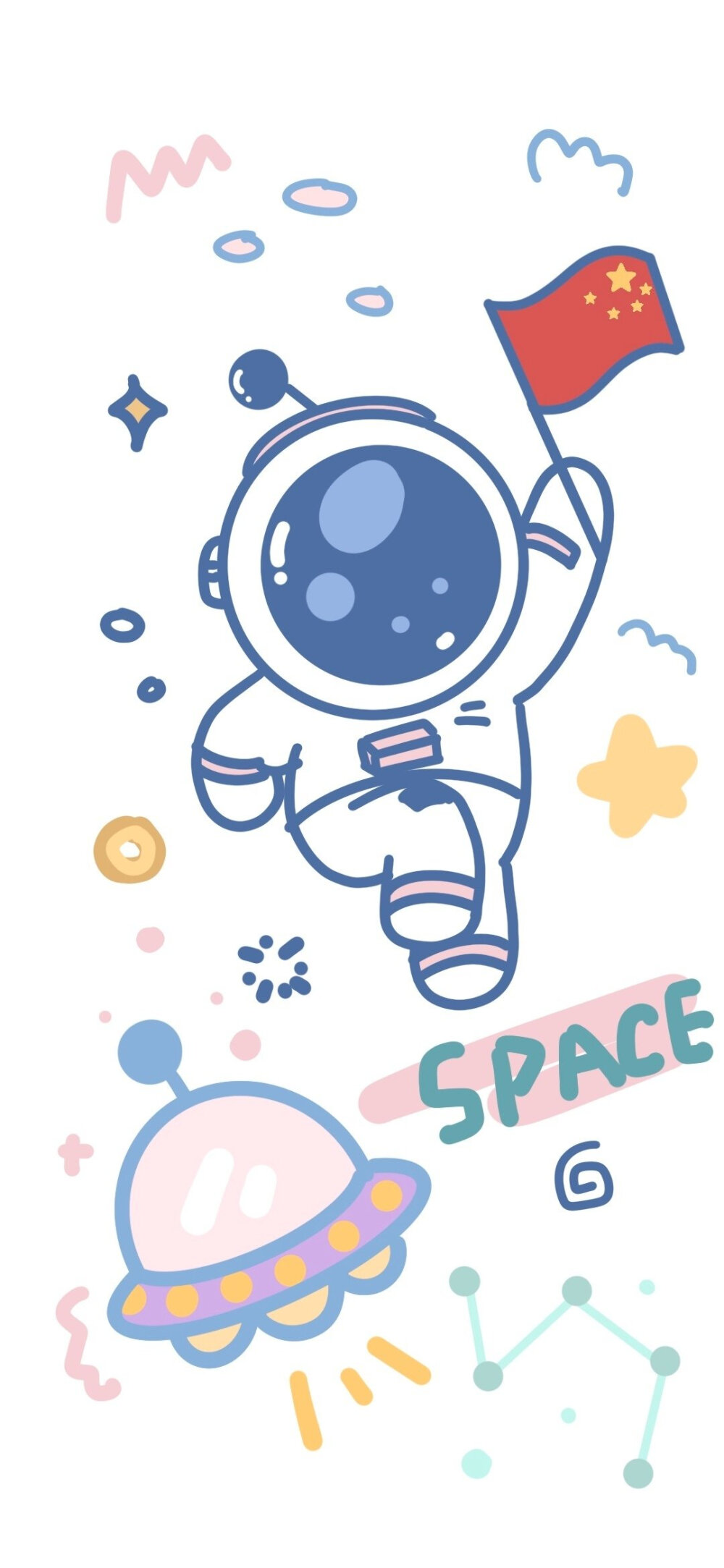 宇航员白底卡通壁纸图片