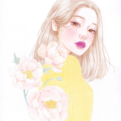 小清新美女手绘彩铅画 ins:vacaskingdom.girl