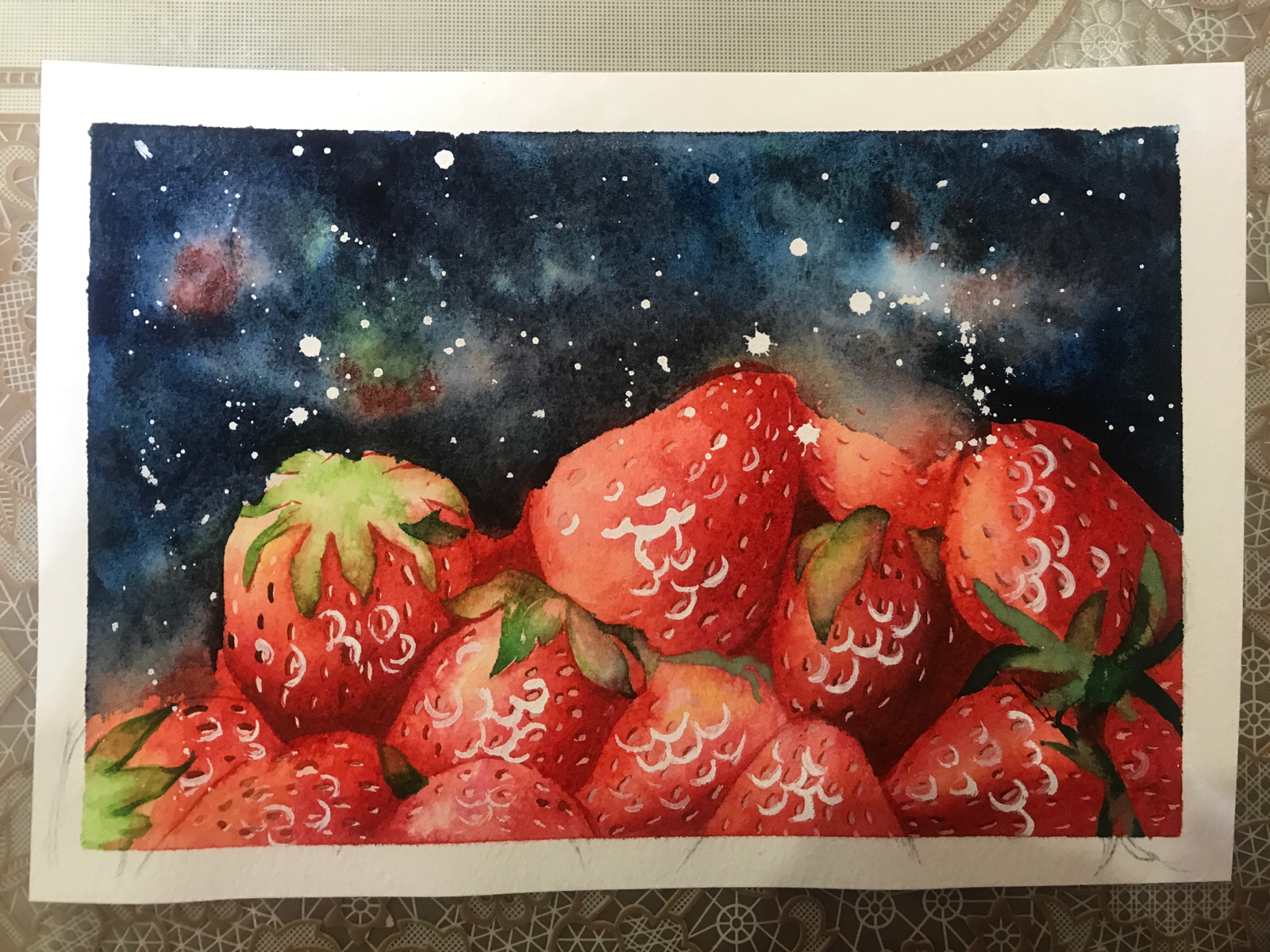 水彩草莓临摹练习