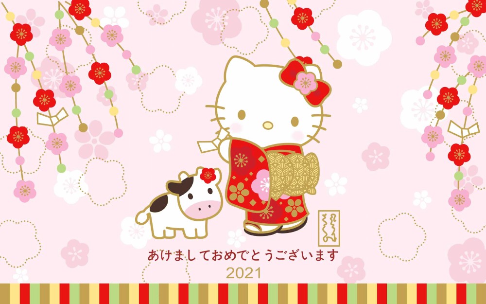 hellokitty 凯蒂猫新年红壁纸 #hellokitty##三丽鸥##电脑壁纸##卡通