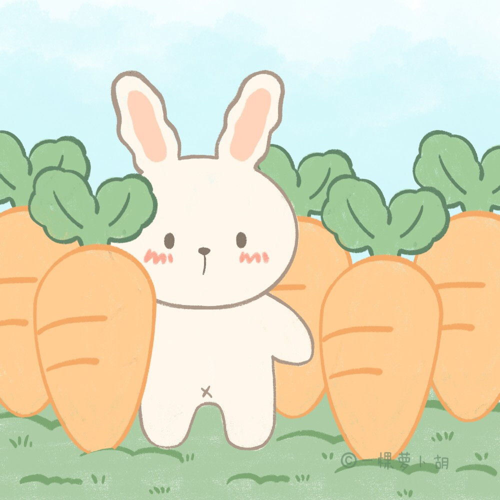 可爱兔兔卡通头像画师: @一棵萝卜胡