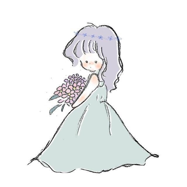 一组超级可爱的简笔画小女孩
