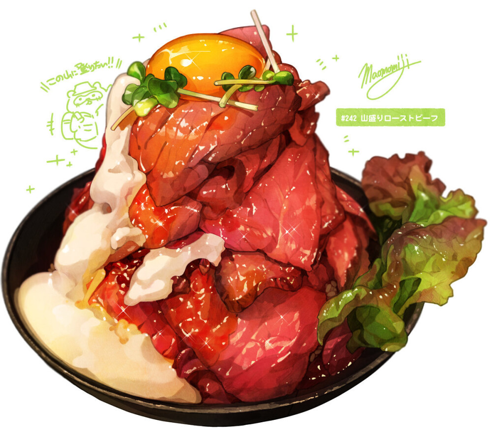 日本插画师もみじ真鱼的美食插画饿了馋嘴