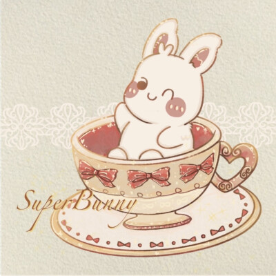 童话复古风兔兔手绘插画画师:superbunny兔兔超人(已授权)