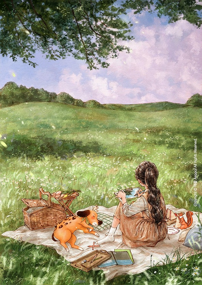 用画笔逐一记录下来 ~ 来自韩国插画家aeppol 的「森林女孩日记-2021