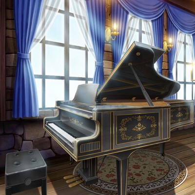 动漫 唯美 宫殿 钢琴图片