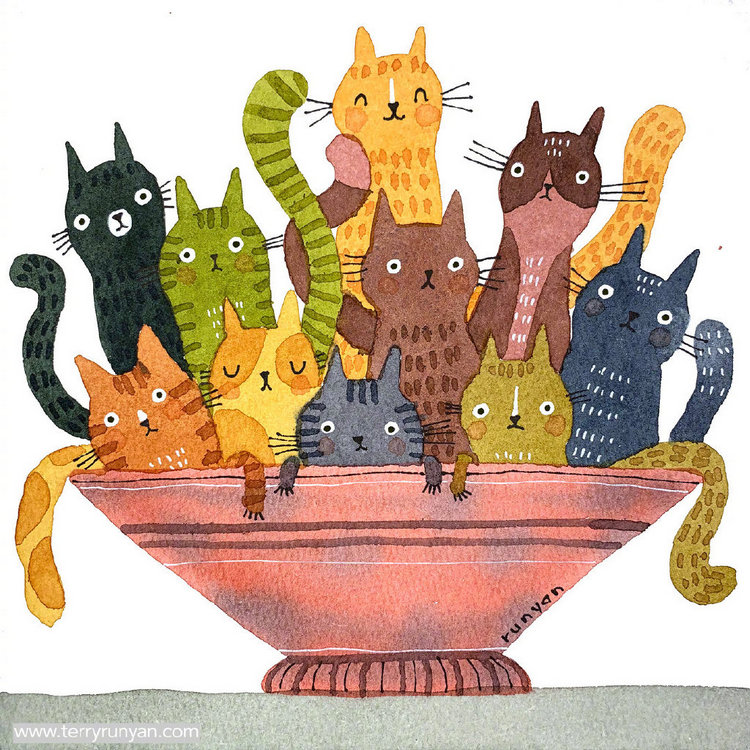 猫咪 插画 by_terry runyan - 堆糖,美图壁纸兴趣社区