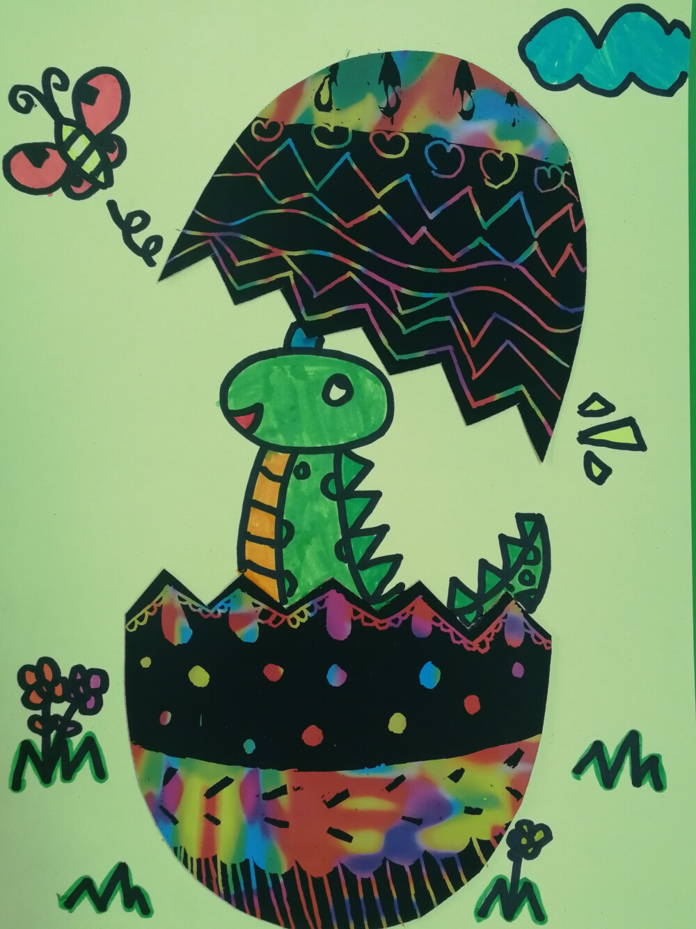 恐龙蛋简笔画彩色简单图片