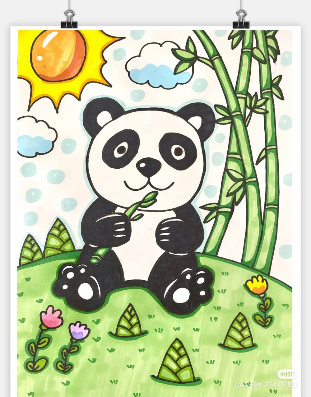 q版熊猫吃竹子简笔画图片