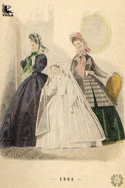 1853~1863年间新洛可可时期的服饰手绘内页图